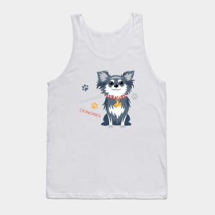 Вog black longhaired Chihuahua Tank Top